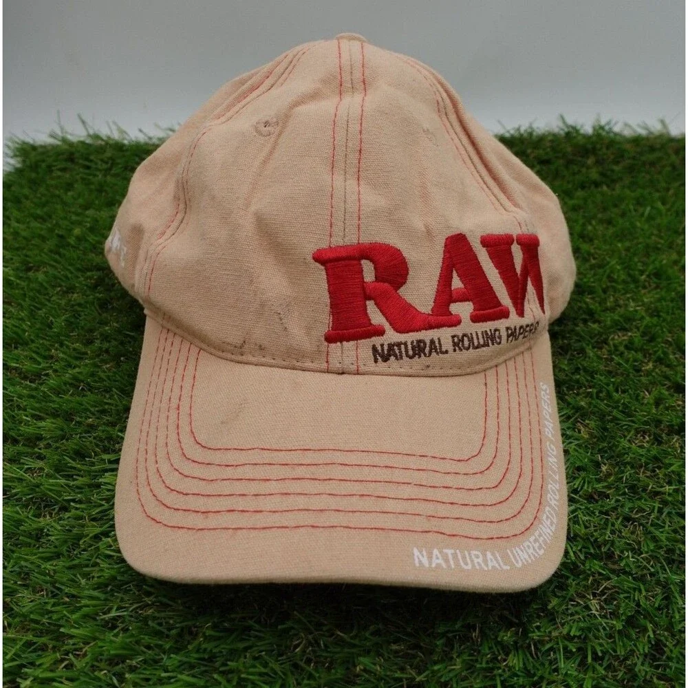 RAW Classic Baseball Hat Cap Tan Snapback Natural Rolling Papers